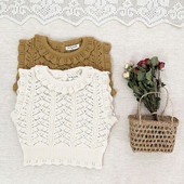 deer jonmi 2022 πλεκτά κορεατικά βρεφικά γιλέκα πλεκτά, αμάνικα πουλόβερ, βολάν, παιδικά βαμβακερά γιλέκα