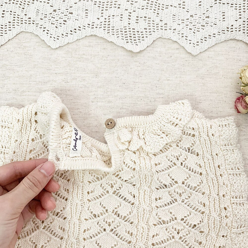 deer jonmi 2022 πλεκτά κορεατικά βρεφικά γιλέκα πλεκτά, αμάνικα πουλόβερ, βολάν, παιδικά βαμβακερά γιλέκα