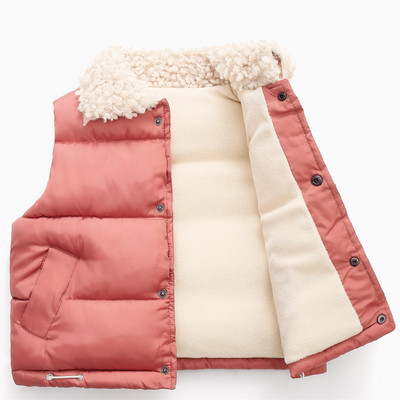 Bērnu kokvilnas veste novelkama apkakle Bērnu ziemas apģērbi vienkrāsaini vestes bez piedurknēm meitenēm zēniem mīksts virsdrēbes ikdienišķs