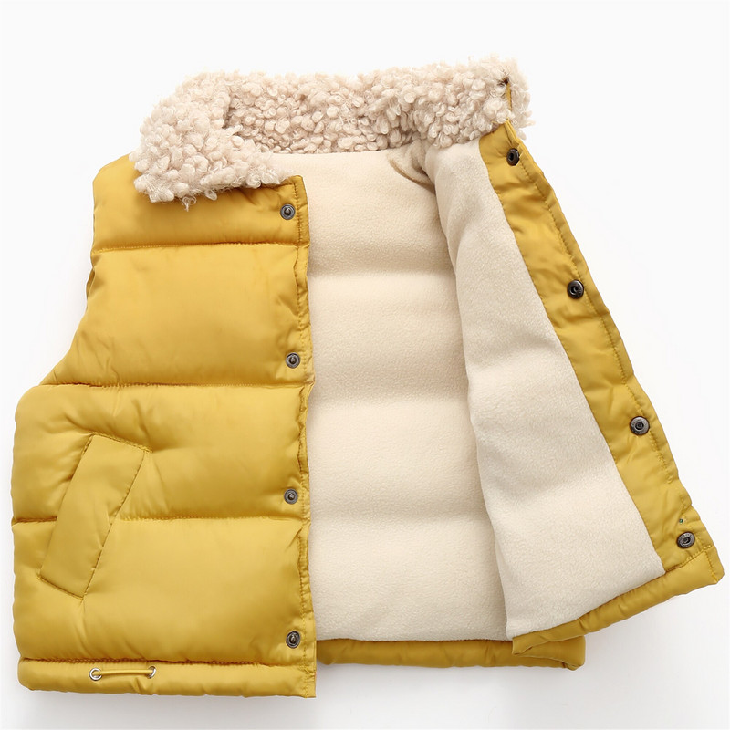 Παιδικό βαμβακερό γιλέκο γυριστό γιακά Παιδικά χειμωνιάτικα ρούχα Μονόχρωμα αμάνικα γιλέκα για κορίτσια Αγόρια Μαλακά εξωτερικά ρούχα casual