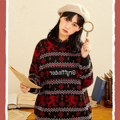 Jacquard pulover s okruglim izrezom novi džemper za par zimskih zadebljanja labav retro modni ležerni top džemper u sveučilišnom stilu vruće rasprodaja