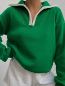 Ziemas džemperis Sieviešu trikotāžas džemperis Sieviešu džemperis ar atloku garām piedurknēm Sieviešu ikdienas brīvi trikotāžas apģērbi Rudens Truiena Dames