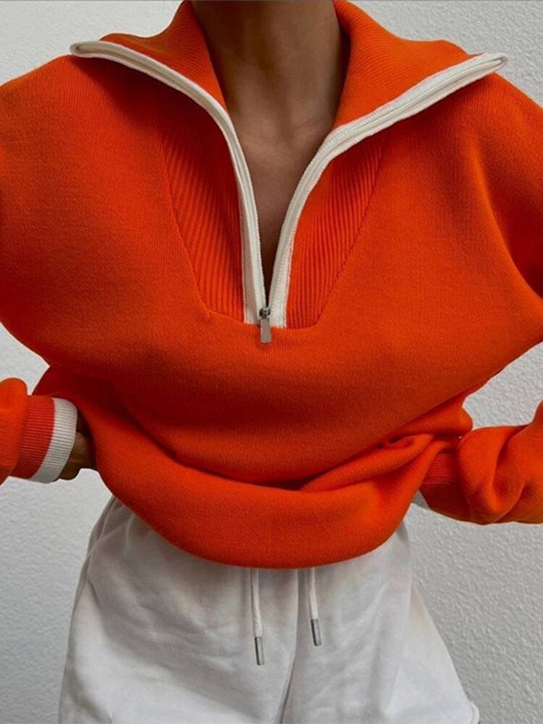 Ziemas džemperis Sieviešu trikotāžas džemperis Sieviešu džemperis ar atloku garām piedurknēm Sieviešu ikdienas brīvi trikotāžas apģērbi Rudens Truiena Dames