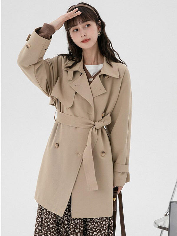 Modni novi ženski trenč kaput s dugim remenom i remenom, uski ženski kaput s kaputom, plašt, gornja ženska odjeća, jesenska odjeća