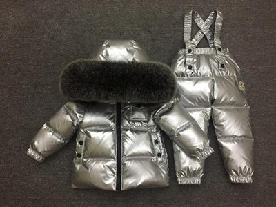 Ρωσικό χειμωνιάτικο πουπουλένιο κοστούμι για κορίτσια Ζεστά παιδικά χειμερινά κοστούμια για αγόρια Μπουφάν με πούπουλα πάπιας + φόρμες 2 τμχ Σετ ρούχων Παιδικά ρούχα χιονιού