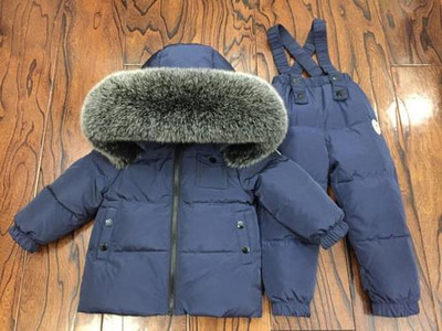 Ρωσικό χειμωνιάτικο πουπουλένιο κοστούμι για κορίτσια Ζεστά παιδικά χειμερινά κοστούμια για αγόρια Μπουφάν με πούπουλα πάπιας + φόρμες 2 τμχ Σετ ρούχων Παιδικά ρούχα χιονιού