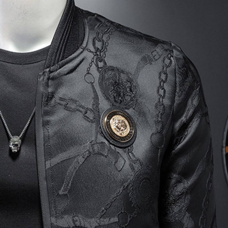 Ανοιξιάτικη χρυσή αλυσίδα μπουφάν μπέιζμπολ Vintage Bomber Jacket Korean Social Club Streetwear Ανδρικό λουλουδάτο μπουφάν Casaca Hombre