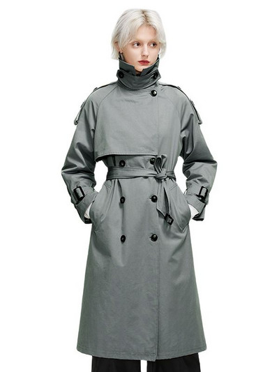 ZIAI Γυναικείο αντιανεμικό 2022 Φθινοπωρινή μακριά καμπαρντίνα Μόδα Μεγάλο Αδιάβροχο με λουράκι Διπλό Γυναικείο παλτό ZS-7275