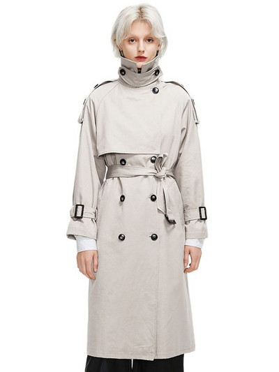 ZIAI Γυναικείο αντιανεμικό 2022 Φθινοπωρινή μακριά καμπαρντίνα Μόδα Μεγάλο Αδιάβροχο με λουράκι Διπλό Γυναικείο παλτό ZS-7275