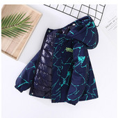 Χειμερινό μπουφάν για αγόρι με βαμβακερή επένδυση Παιδική εξωτερική κουκούλα Boy Bomber Jacket Thickened Warm Waterproof Windbreaker TZ661