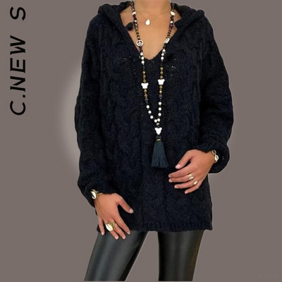 C.New S Jauns trikotāžas sieviešu džemperis, mīksts, plāns sieviešu džemperis 2022. gada brīvs, salds džemperis, sieviešu džemperis ar V veida kakla izgriezumu, populāri sieviešu topi