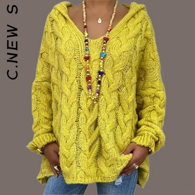 C.New S Jauns trikotāžas sieviešu džemperis, mīksts, plāns sieviešu džemperis 2022. gada brīvs, salds džemperis, sieviešu džemperis ar V veida kakla izgriezumu, populāri sieviešu topi