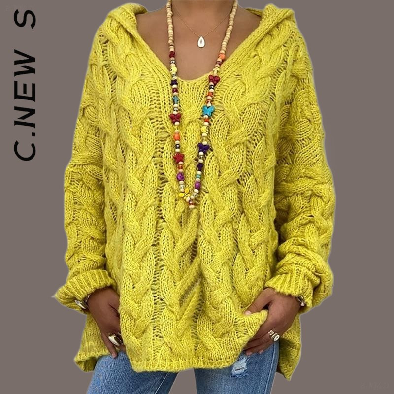 C.New S Jauns trikotāžas sieviešu džemperis, mīksts, plāns sieviešu džemperis 2022. gada brīvs, salds džemperis, sieviešu džemperis ar V veida kakla izgriezumu, populāri sieviešu topi