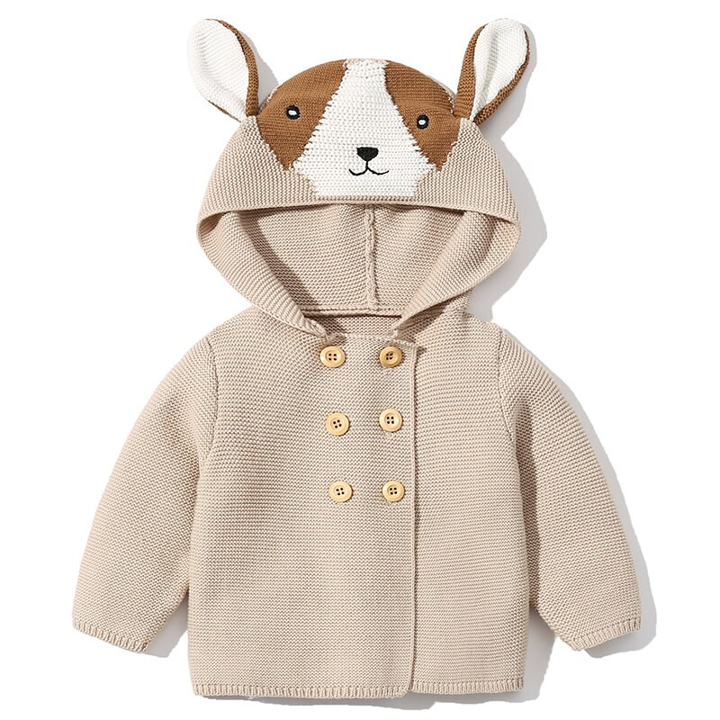 Πλεκτά για μωρά αγόρια για κορίτσια Νεογέννητες ζακέτες με κουκούλα για κορίτσια Ρούχα κινουμένων σχεδίων Πλεκτό σκύλος Πουλόβερ Παιδικά Φθινοπωρινά χειμωνιάτικα πανωφόρια