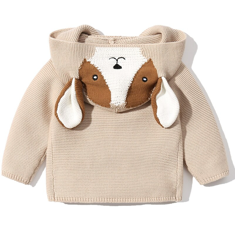 Πλεκτά για μωρά αγόρια για κορίτσια Νεογέννητες ζακέτες με κουκούλα για κορίτσια Ρούχα κινουμένων σχεδίων Πλεκτό σκύλος Πουλόβερ Παιδικά Φθινοπωρινά χειμωνιάτικα πανωφόρια
