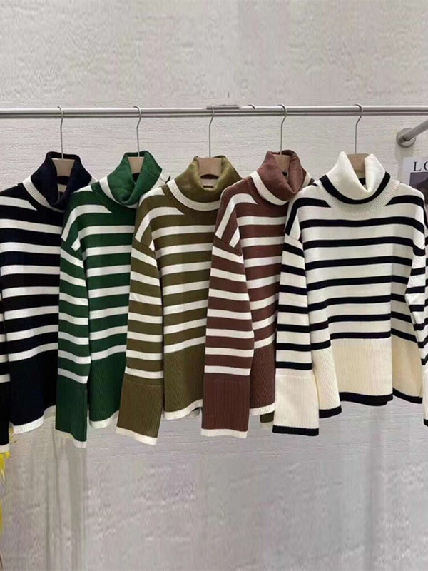 Sieviešu bruņurupuču ikdienas trikotāžas, svītrains džemperis sievietēm, kašmira šķelts, biezs, liela izmēra sieviešu džemperis, 2022. gada mīksts rudens ziemas tops