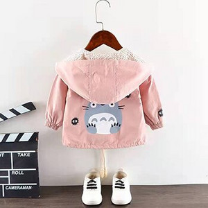 Jaundzimušo meiteņu apģērbs Jauns pavasaris rudens zēnu jaka Vējjaka Jauka multfilma Totoro mētelis ar kapuci Bērnu virsdrēbes 0-5 g.