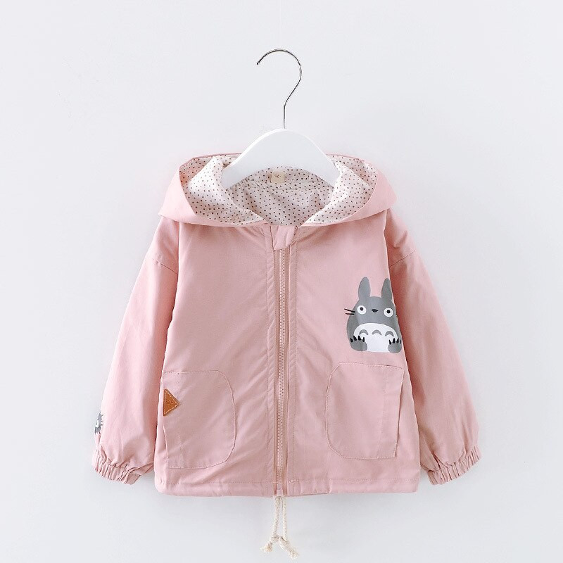 Jaundzimušo meiteņu apģērbs Jauns pavasaris rudens zēnu jaka Vējjaka Jauka multfilma Totoro mētelis ar kapuci Bērnu virsdrēbes 0-5 g.