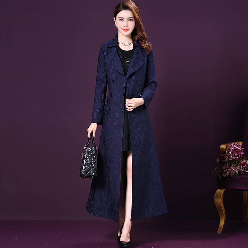 Elegantni baloner od jacquard tkanine proljeće jesen ženski dugi kaput na rever s dvostrukim kopčanjem ženska vjetrovka s remenom