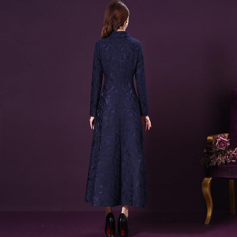 Elegantni baloner od jacquard tkanine proljeće jesen ženski dugi kaput na rever s dvostrukim kopčanjem ženska vjetrovka s remenom
