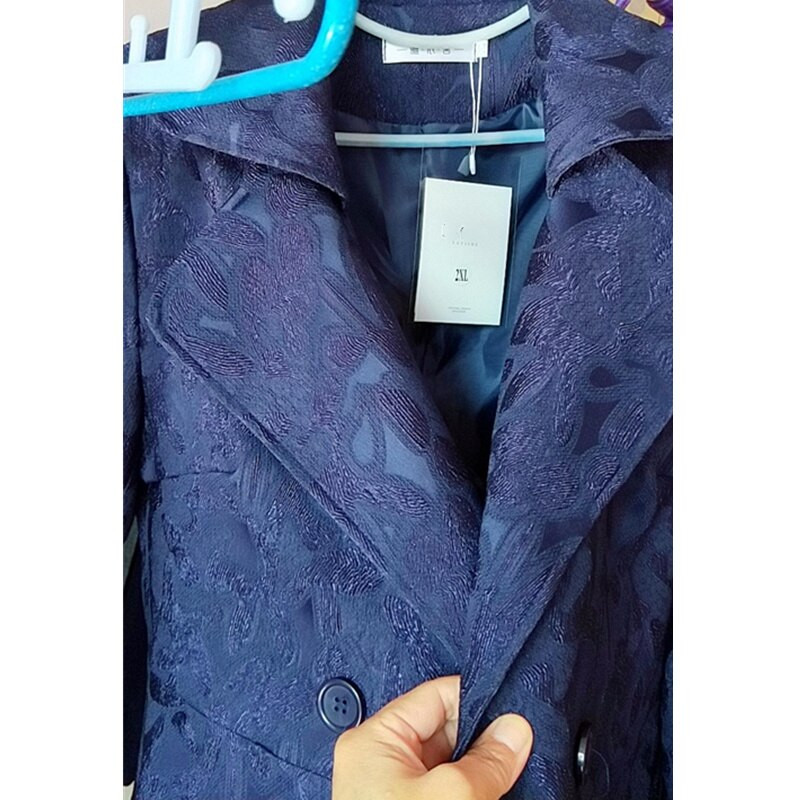 Elegantni baloner od jacquard tkanine proljeće jesen ženski dugi kaput na rever s dvostrukim kopčanjem ženska vjetrovka s remenom