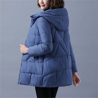 Jachetă de iarnă pentru femei, 2021, parka lungă și călduroasă, haină îngroșată din bumbac, jachetă parka căptușită, îmbrăcăminte cu glugă, mărime mare, 4XL H680