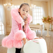 Μόδα Βρεφικά Χειμωνιάτικα Ζεστά Γούνινα Παλτό για Κορίτσια Μακρυμάνικο Χοντρό Κοριτσίστικο Μπουφάν για Χριστουγεννιάτικο Πάρτυ Παιδικά Γούνινα Ρούχα