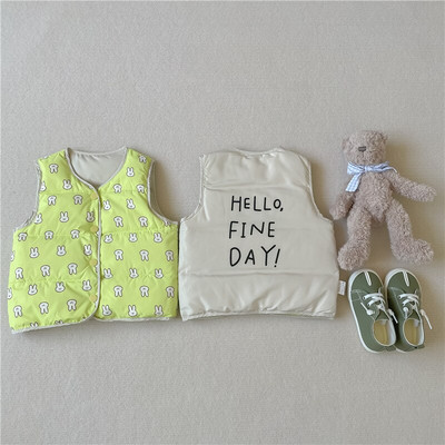 3753B Παιδικό γιλέκο πουπουλένιο γιλέκο 2022 Φθινόπωρο Χειμώνας Νέα κορεατική μόδα πουπουλένιο γιλέκο για αγόρι δύο όψεων