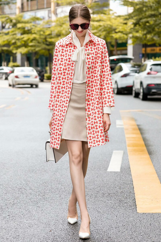 Vjetrovka Runway visoke kvalitete Jesen Zima Nova ženska modna uredska vintage elegantna šik jakna dugih rukava s printom