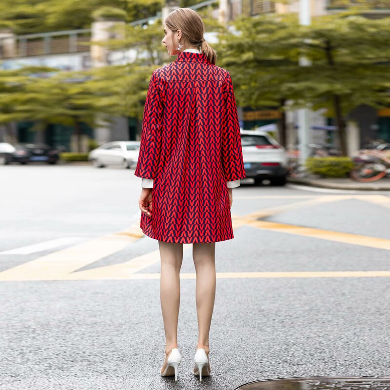 Vjetrovka Runway visoke kvalitete Jesen Zima Nova ženska modna uredska vintage elegantna šik jakna dugih rukava s printom