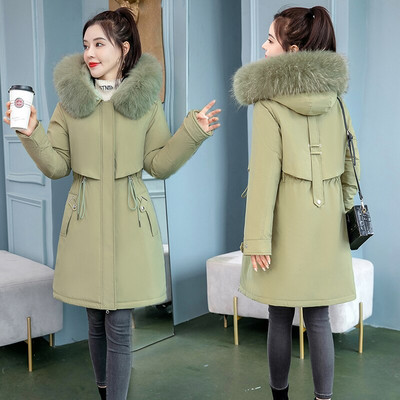 SWREDMI Biezs Silts Ziemas Mētelis Sieviešu Ziemas Jaka Kažokādas Odere 3XL 5XL 6XL Ar kapuci Sieviešu garas Parkas Sniega Wear Polsterētas Drēbes