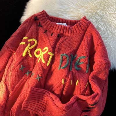 Krāsains burtu dizaina džemperis sieviešu brīvs un slinks ārā ziemas apģērbs puloveru topi sieviešu modes topi 2022 sieviešu y2k apģērbi