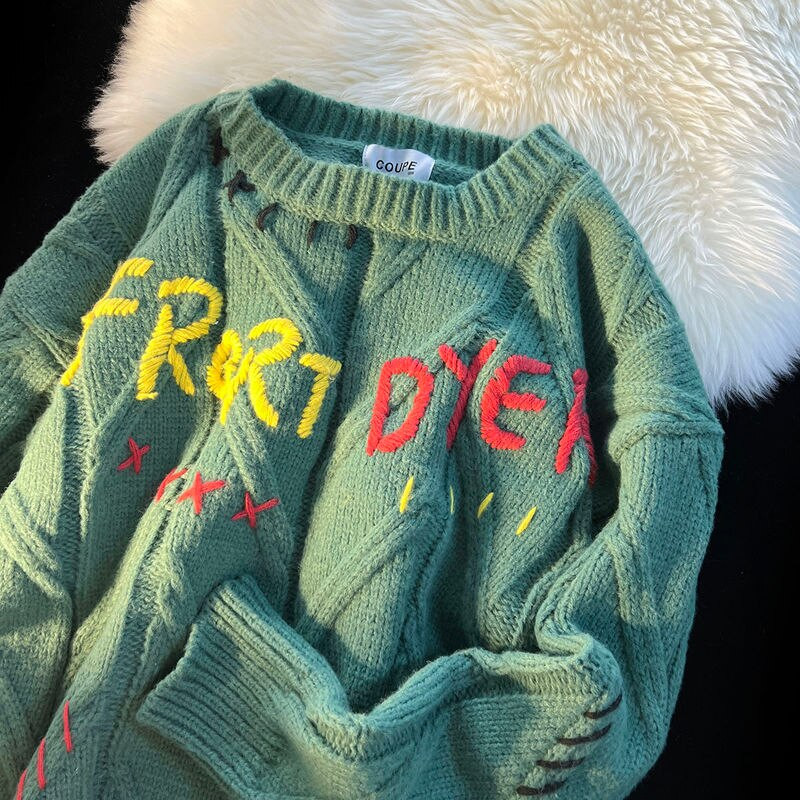 Krāsains burtu dizaina džemperis sieviešu brīvs un slinks ārā ziemas apģērbs puloveru topi sieviešu modes topi 2022 sieviešu y2k apģērbi