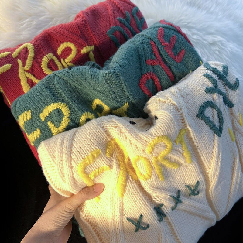 Krāsains burtu dizaina džemperis sieviešu brīvs un slinks ārā ziemas apģērbs puloveru topi sieviešu modes topi 2022 sieviešu y2k apģērbi