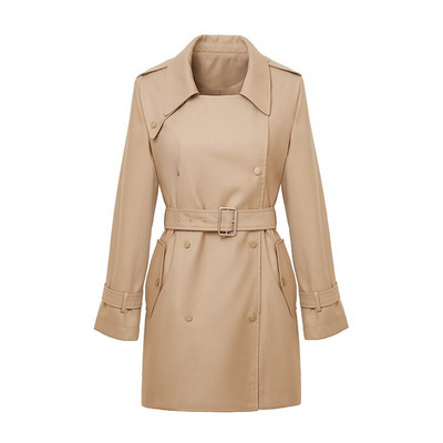 2022. gada rudens Anglijas stila sieviešu augstas kvalitātes jostas, divrindu trenčs, elegantas vējjakas F112