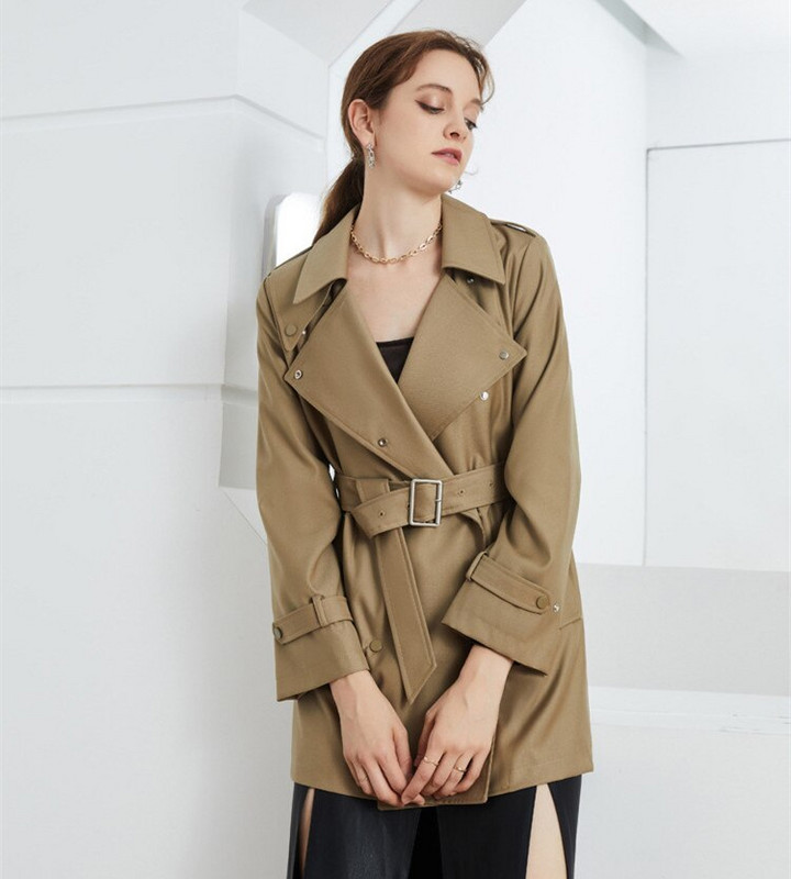 2022. gada rudens Anglijas stila sieviešu augstas kvalitātes jostas, divrindu trenčs, elegantas vējjakas F112