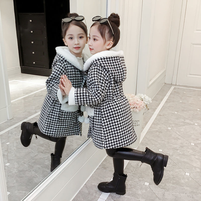 Novi vuneni kaput za djevojčice, jesen 2021., debela dječja odjeća za djevojčice, nosite jesen i zimu, veliki dječji vuneni kaput s kapuljačom 10T