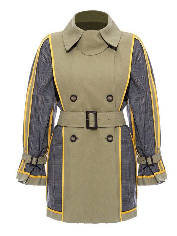 DEAT Fashion γυναικεία καμπαρντίνα Νέο συνονθύλευμα αντίθεσης χρώματος διπλό στήθος με μακρυμάνικο αντιανεμικό φθινόπωρο 2022 7I0625