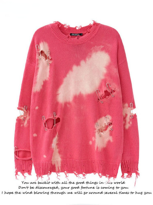 HOUZHOU Harajuku γοτθικό πουλόβερ Γυναικεία ρούχα δρόμου Hollow Out Y2k μπλούζες Φθινοπωρινά Πλεκτά πουλόβερ χειμωνιάτικο Υπερμεγέθη vintage πουλόβερ