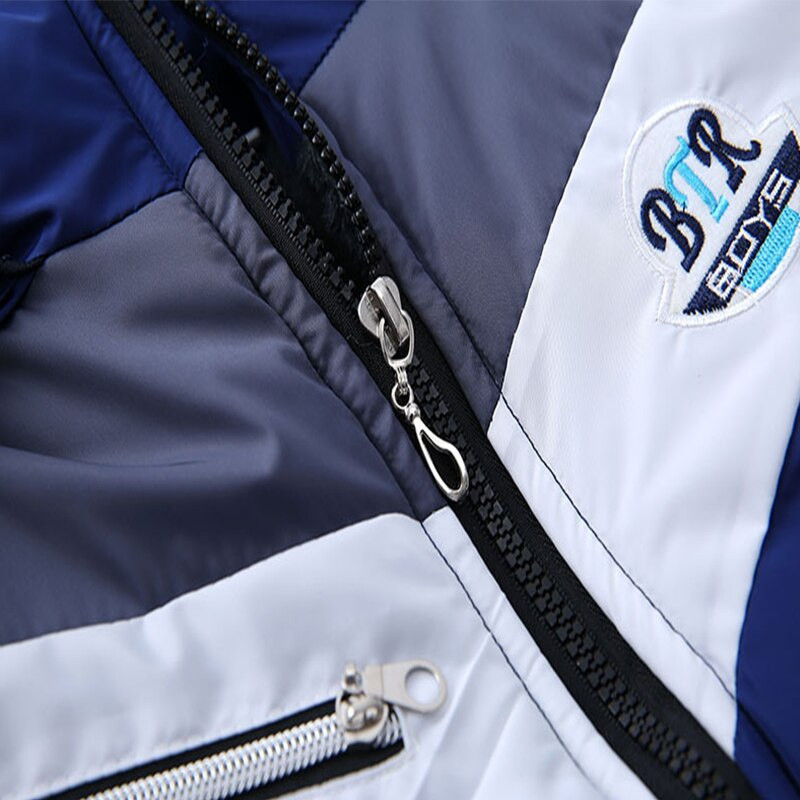 Αγόρια Χειμερινό μπουφάν Fashion Color Blocking Plus Velvet ζεστό παλτό με κουκούλα Παχύ 2-6 ετών Κορεατική έκδοση Παιδικά ρούχα