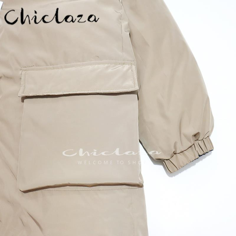 CHICLAZA 2022 Νέο Χειμερινό μαύρο τζάκετ διπλής όψης Γυναικείο μπουφάν με μακρυμάνικο φερμουάρ Ζεστό παλτό Parka