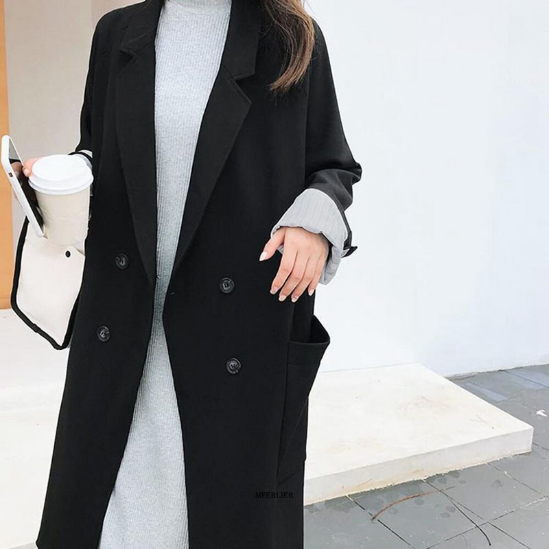 Veličina 6XL 150 kg Hotsale Jesenski ženski trenč kaput Žensko dugo odijelo dugih rukava Lady Trend Ležerna zelena crna jakna