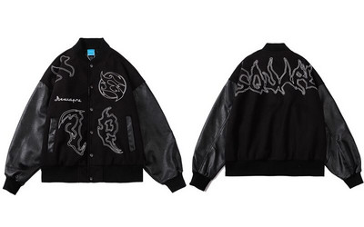 Vīriešu savārstījums beisbola jakas Hip Hop Varsity Retro Izšuvumi Bomber Mēteļi Ielu apģērbi Harajuku Ikdienas universitātes koledžas jaka