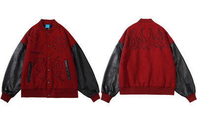 Vīriešu savārstījums beisbola jakas Hip Hop Varsity Retro Izšuvumi Bomber Mēteļi Ielu apģērbi Harajuku Ikdienas universitātes koledžas jaka