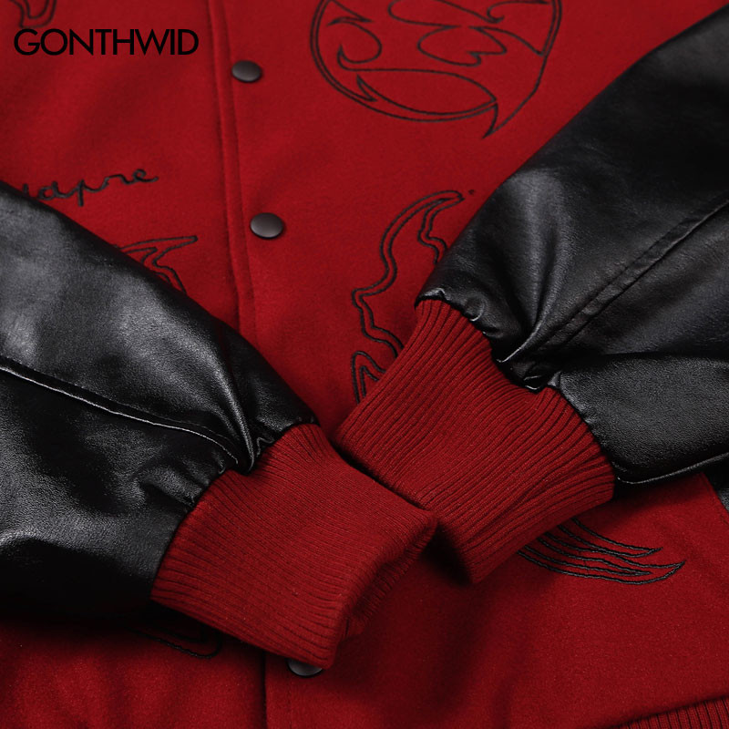 Ανδρικά συνονθύλευμα μπουφάν μπέιζμπολ Hip hop Varsity Retro Embrodiery Bomber Coats Streetwear Harajuku Casual Varsity College Jacket