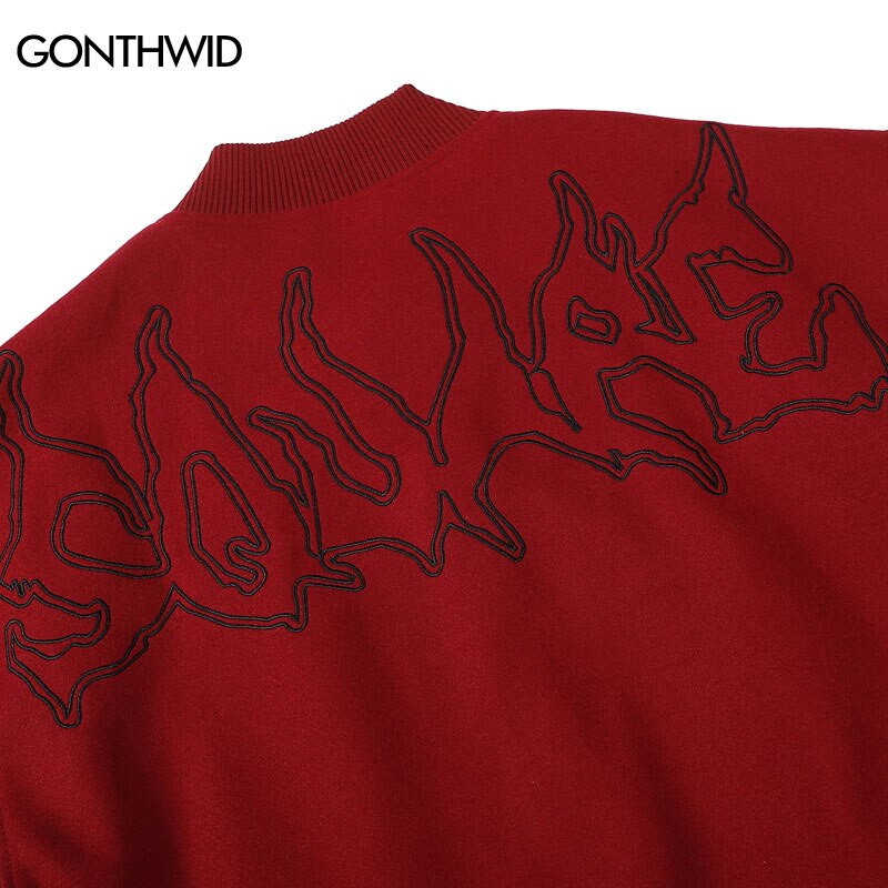 Ανδρικά συνονθύλευμα μπουφάν μπέιζμπολ Hip hop Varsity Retro Embrodiery Bomber Coats Streetwear Harajuku Casual Varsity College Jacket