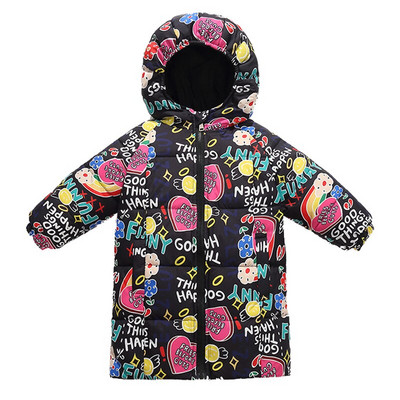 2022-es új gyermekbetűs tollkabát fiú-lány közepes és hosszú pamutkabát babamosás mentes vastagított meleg jack