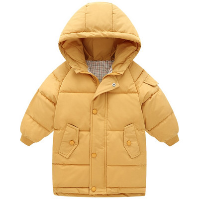 2022-es új gyermekbetűs tollkabát fiú-lány közepes és hosszú pamutkabát babamosás mentes vastagított meleg jack