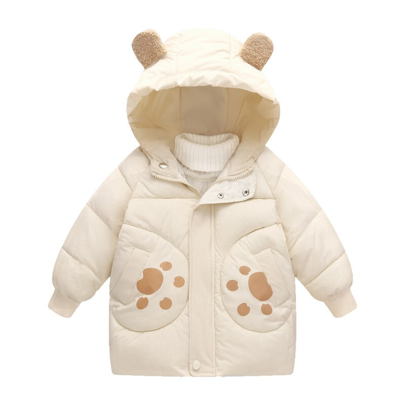 2022-es új gyermekbetűs tollkabát fiú-lány közepes és hosszú pamutkabát babamosás mentes vastagított meleg jack