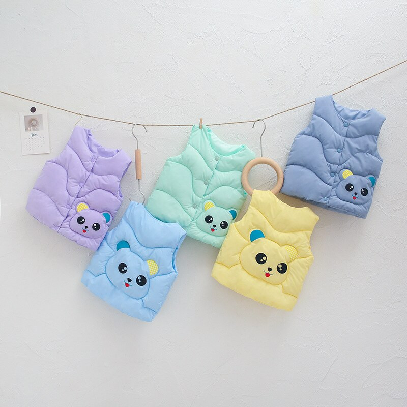 Topli prsluk jesen zima za djecu 2-6 godina, djevojčice, slatki prsluk iz crtića, gornja odjeća s podstavljenom pamukom, dječje jakne za dječake